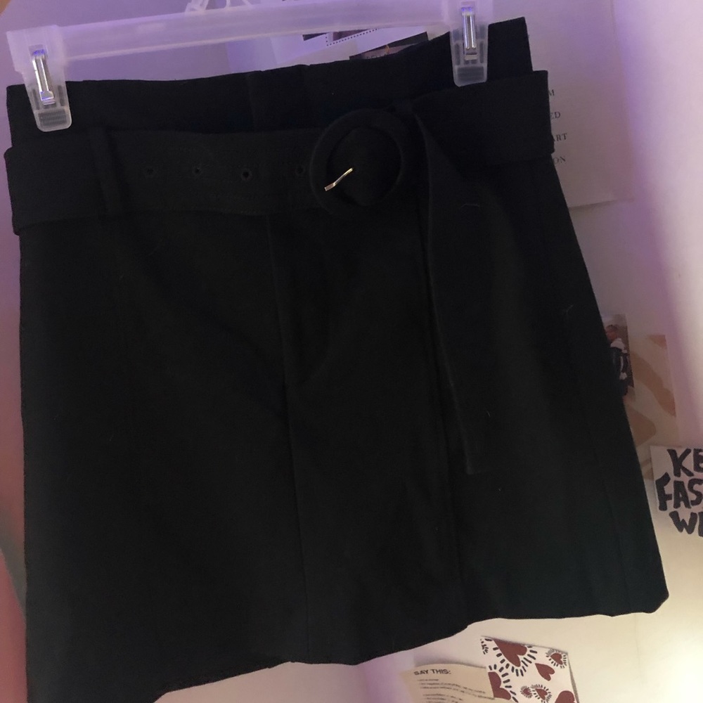 belted zara black skirt